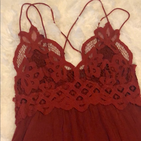 FREE PEOPLE Adella Lace Mini Dress Dark Cherry - Picture 9 of 14